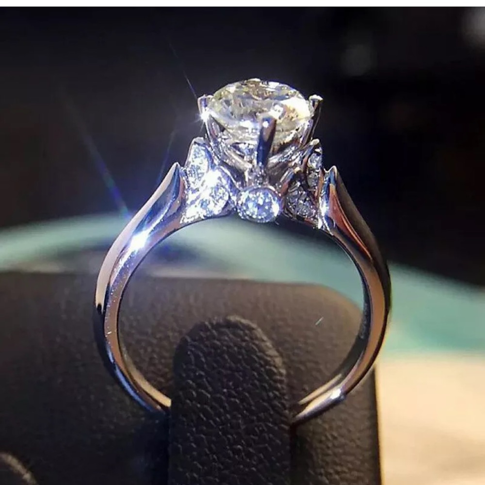 925 Silver Rings for Women White Sapphire Ring 💍